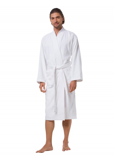 SIORO Terry Cloth Robes for Women Cotton Bathrobe Soft Warm Shawl Collar Robe Calf Length Sleepwear with Pockets 